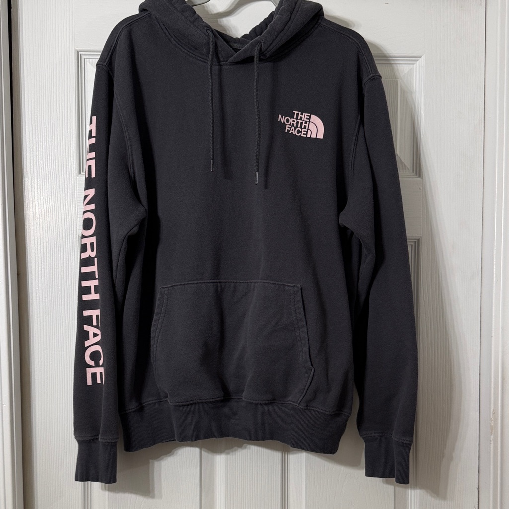 The North Face Gray And Pink Men's Hoodie - Size Large